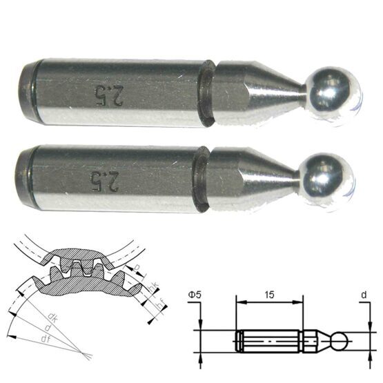 Kugel-Einsätze zur Messung von Zahnrädern 1.5mm