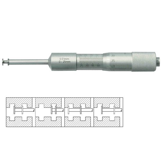 Vis de mesure pour rainures transversales internes Longueur 178mm 0-25mm