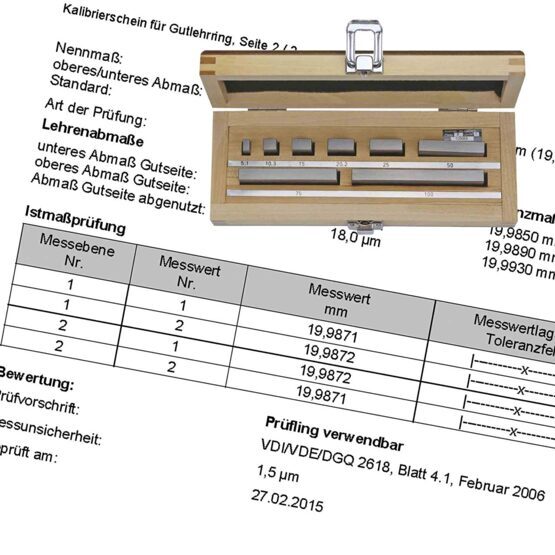 Kalibrierschein, Prüfsatz M6061054