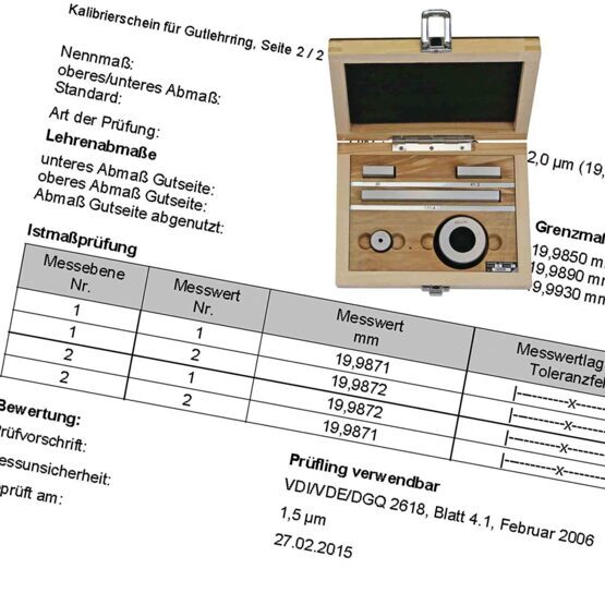 Kalibrierschein, Prüfsatz M6061063