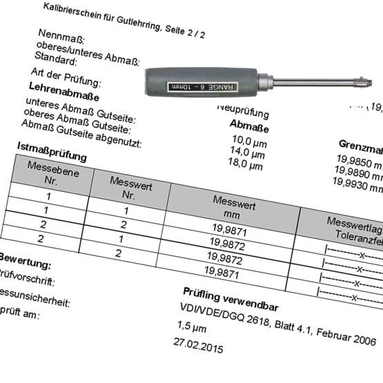 Kalibrierschein Innen-Feinmessgerät, bis 60mm