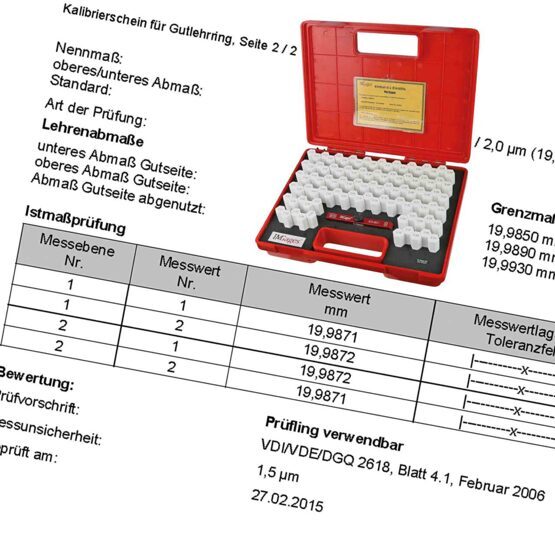 Certificat d'étalonnage Jeu de pointes de mesure 20 pièces